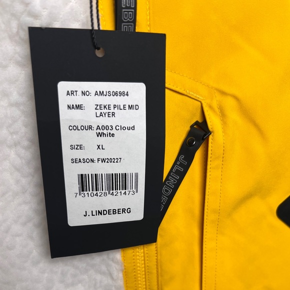 New with tags J Lindeberg fleece jacket. Zeke pile mid layer in Cloud White XL - Picture 5 of 7